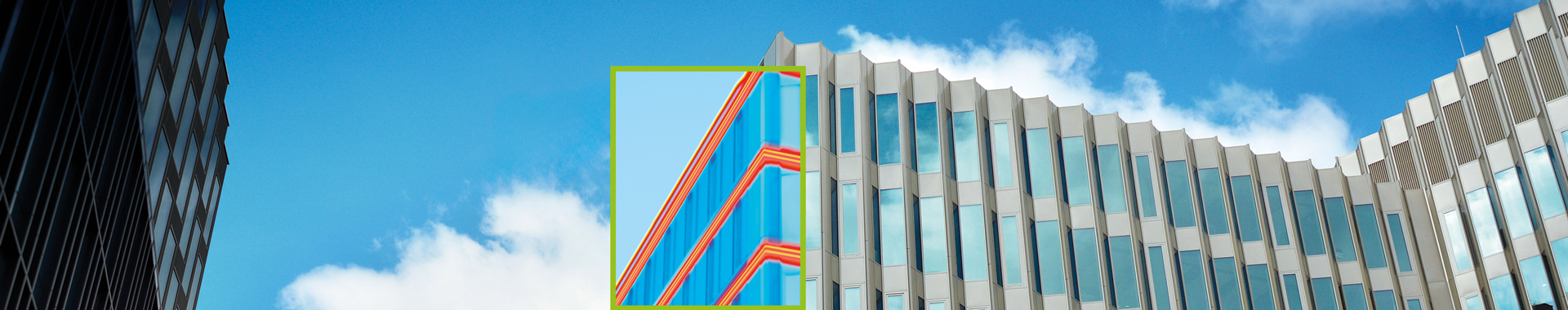 Building with illustration of thermal insulation
